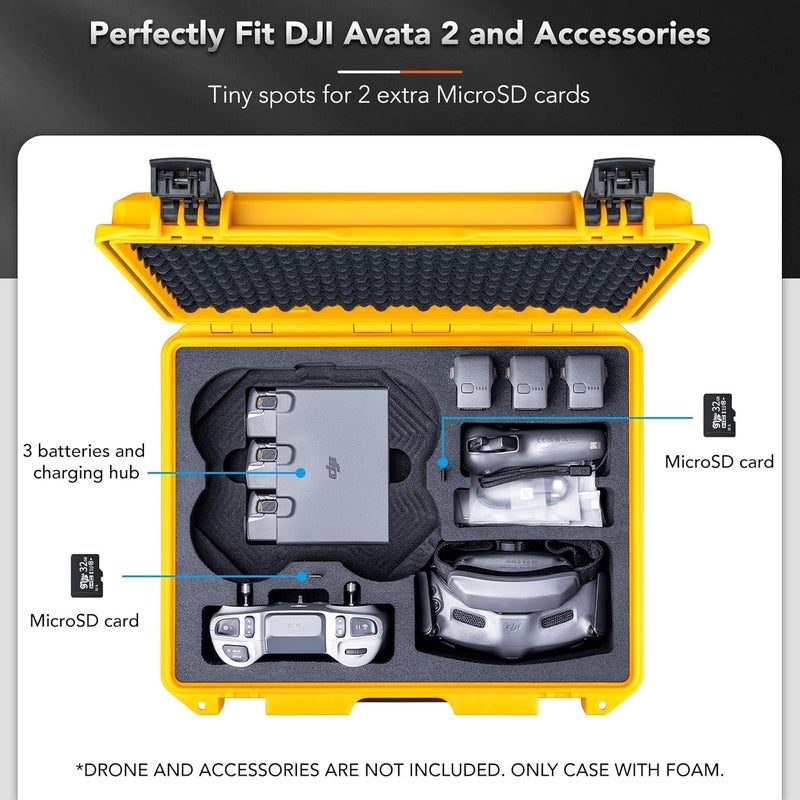 Lykus Titan AT200 Waterproof Hard Case for DJI Avata 2,Goggles 3,RC Motion 3,FPV Remote Controller 3, Support Up to 7 batteries [CASE ONLY] - Image 3